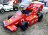 Um mini-fórmula Ferrari no  pátio da fábrica Winner (fonte: Paulo Roberto Steindoff / clubeminicarros).