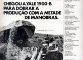 Propaganda de setembro de 1971 para 1900-B, a primeira pá-carregadeira articulada do país; note que as máquinas ainda não dispunham de qualquer proteção para o operador.