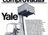 Propaganda de abril de 1972 citando grandes empresas industrias clientes de empilhadeiras Yale.