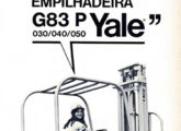 Propaganda de agosto de 1974 anunciando a atualização da família de empilhadeiras G83-P.