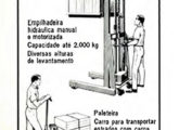 Publicidade de abril de 1976, contemporâneo à apresentação da empilhadeira elétrica.