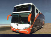 Motor-home montado em Scania com carroceria Comil 4.05 HD do final da década de 90, substancialmente transformada na dianteira pela Tourlife; o projeto é de 2018.