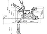 Esquema dimensional e de alcance da retroescavadeira R700P.