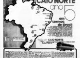 Publicidade comemorativa do quinto aniversário da Caio Norte, enumerando sua enorme lista de clientes - além da região Norte e de todos os estados do Nordeste, incluindo Brasília, Minas Gerais, São Paulo e Paraná.