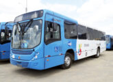 Um dos 137 Torino S em chassi Mercedes-Benz OF-1721 L alocados ao transporte metropolitano de Vitória em 2025, este de propriedade da Unimar Transportes, de Serra (ES).