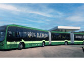 Biarticulado elétrico Volvo com carroceria Marcopolo Attivi: cinco unidades foram fornecidas em 2025 para o sistema integrado de Goiânia (GO).