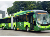 Montados em chassi Scania K 340 C com motor a gás, os oito primeiros ônibus articulados a biometano do país foram colocados em operação em Goiânia (GO), em março de 2026. 