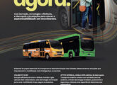 Duas propagandas de novembro de 2025 dedicadas aos modelos ecologicamente sustentáveis da Marcopolo - Volare a gás e elétrico Attivi, ...