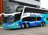 Paradiso 1800 DD (dois andares), Geração 7, lançamento de 2011; o ônibus da foto, montado sobre chassi Mercedes-Benz O-500 8x2, pertence à empresa de turismo Marlim Azul, de Serra (ES) (fonte: portal en.autowp.ru).