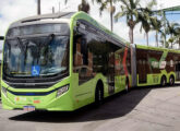 Um dos três articulados elétricos Eletra em chassi Mercedes-Benz entregues pela Caio, em fevereiro de 2026, à Viação Metrópole Paulista, de São Paulo (SP).